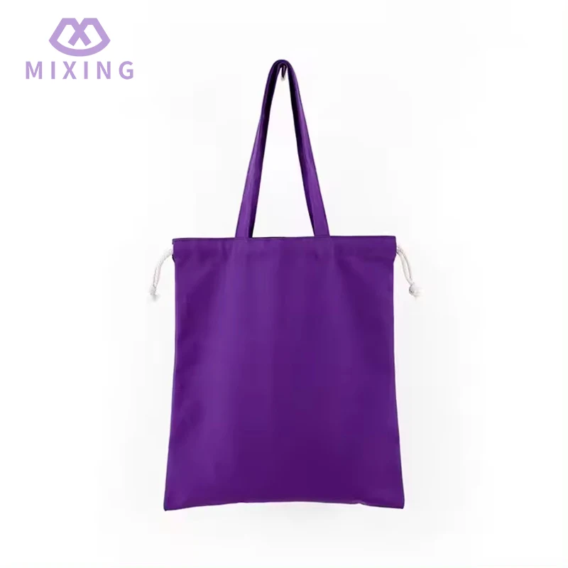 Bolso tote de hombro con cordón de lona